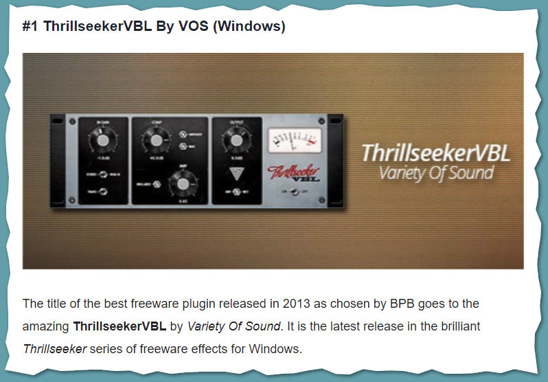 ThrillseekerVBL was BPB's pick for the best freeware of 2013.