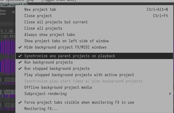subproject sync parent projects